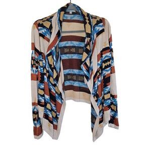 Skies Are Blue Western Open Front Cardigan Womens Size XS Crop Boho Multicolor